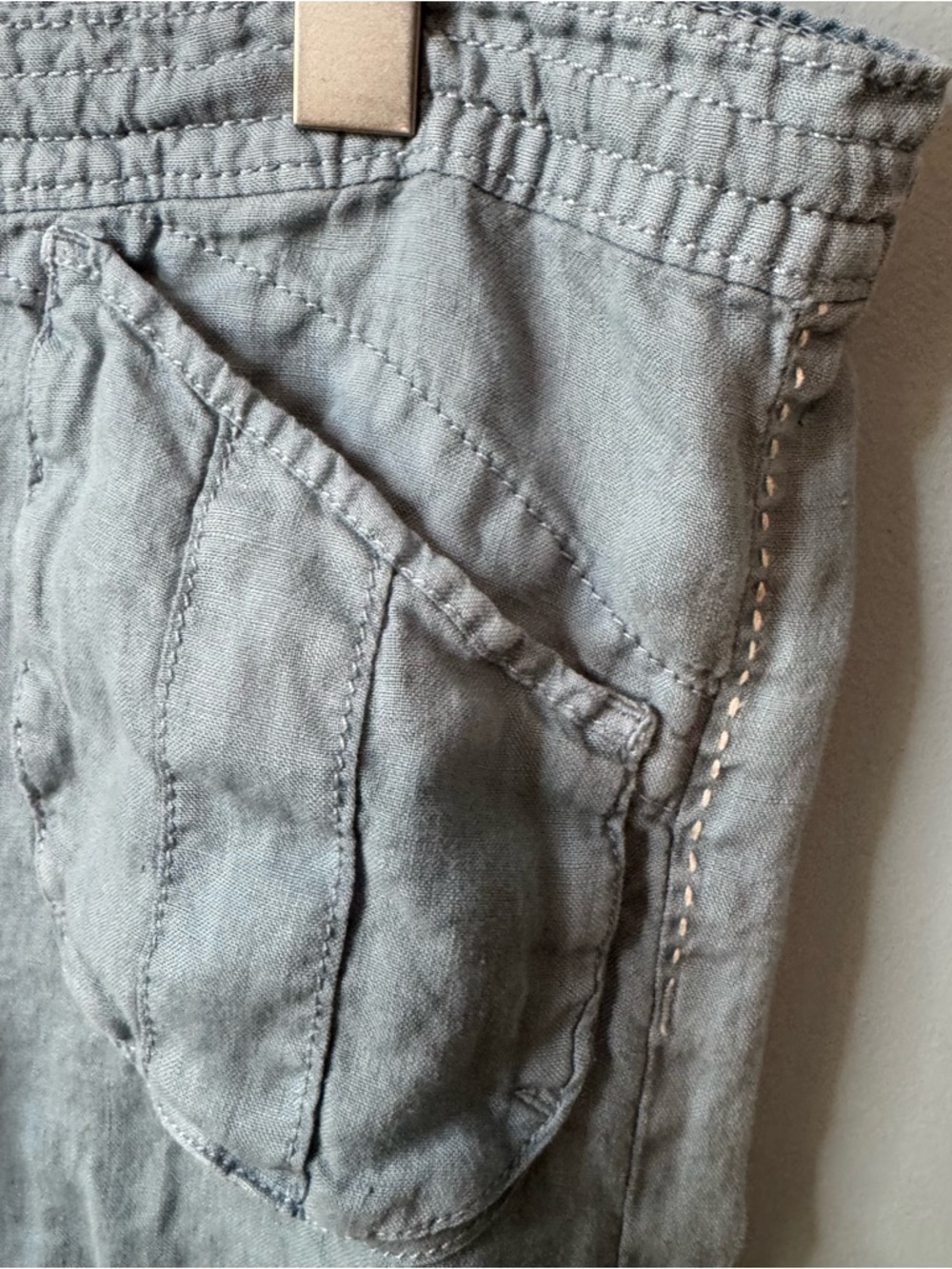 Lucky Brand 100% Linen Roll Up Utility Shorts in Blue  Sz 8 / 29 - Picture 4 of 14